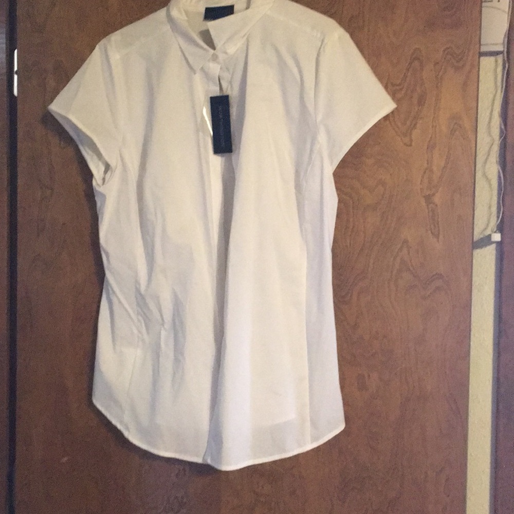 White cap sleeve button down